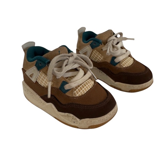 Jordan Toddler Sneakers Size 7C Brown Tan Teal Lace Up Shoes - Picture 8 of 9